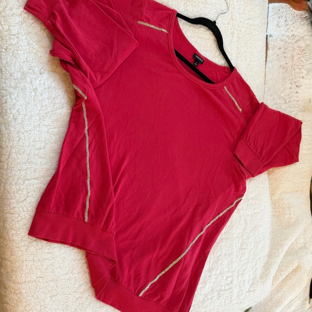 Torrid Red Sweatshirt with Rhinestone Accents